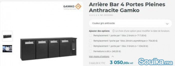 Frigo arrière Bar Gamko 4 portes boisson