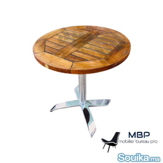 Table de Jardin Bar Ronde en Frêne - 68 cm