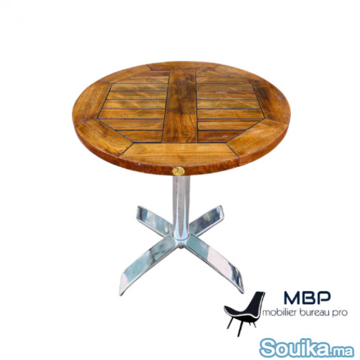 Table de Jardin Bar Ronde en Frêne - 68 cm