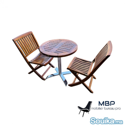 Ensemble Table de Jardin Ronde 2 Chaises