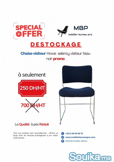 Chaise Visiteur Howe Selency - Tissu Noir Promo