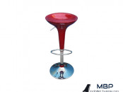 Tabouret ajustable bordeaux à piètement chromé